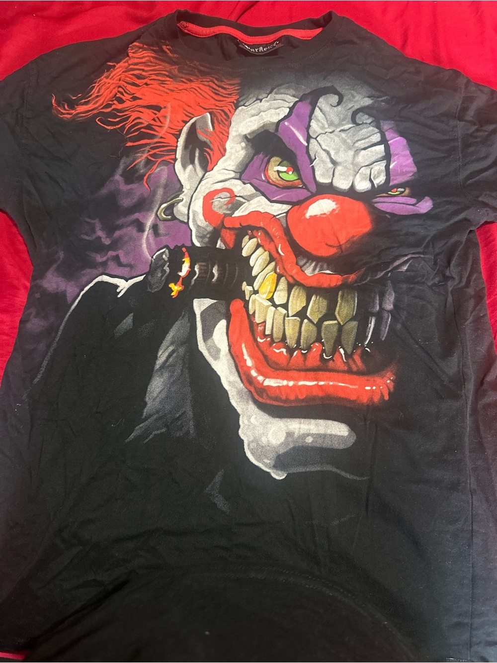 Darkside Gangster Clown Face Black T-Shirt smoking cigar size L never worn